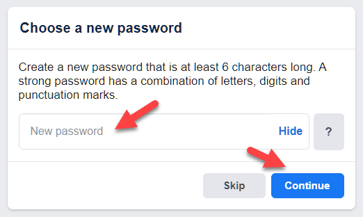 choose new password