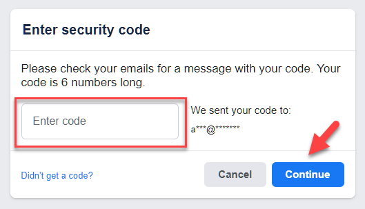 facebook security code
