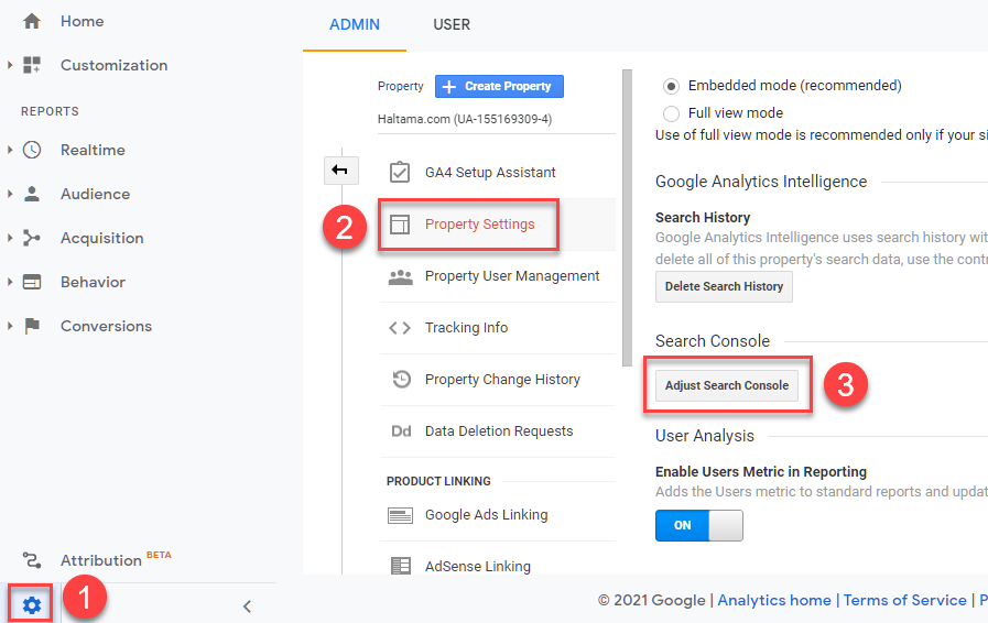 adjust search console