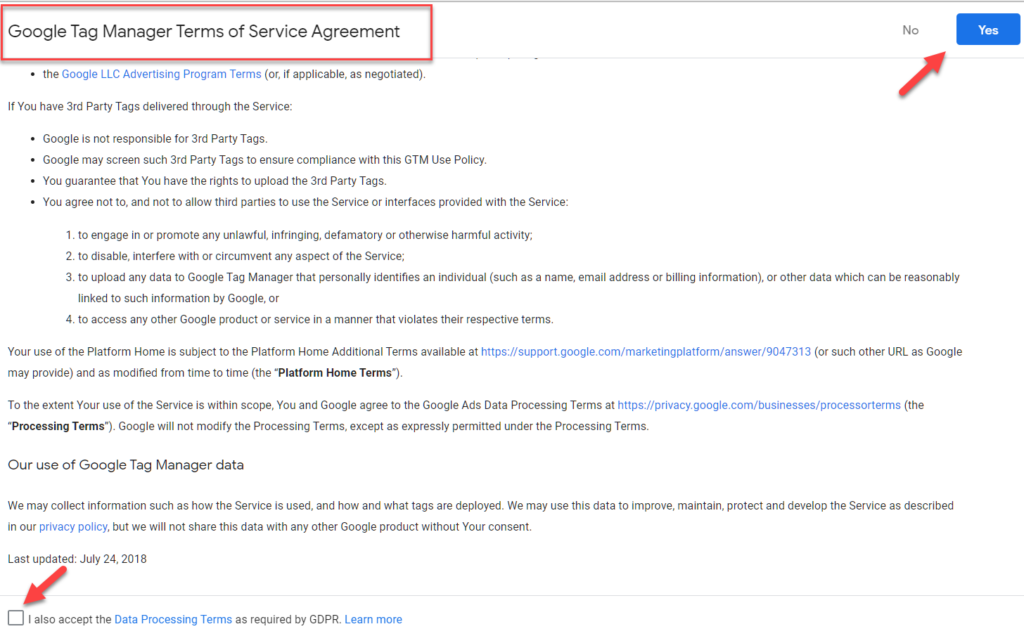 gtm terms of service agreement