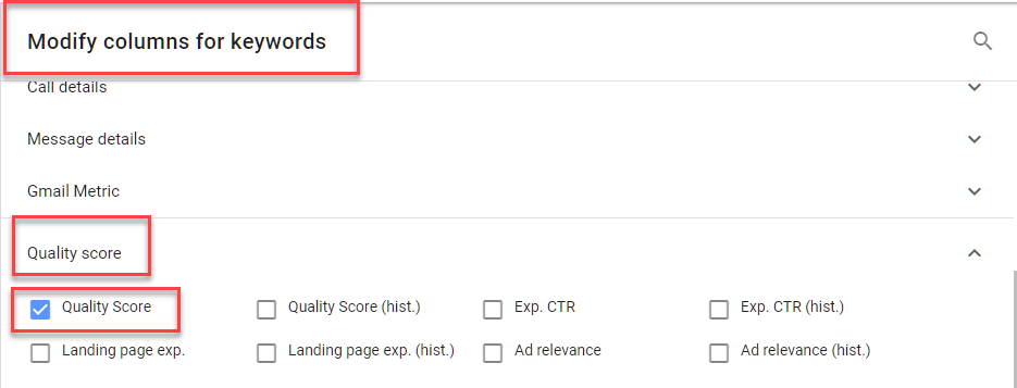 modify columns for keywords
