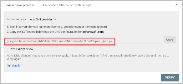 google site verification