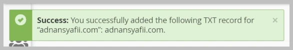 pemasangan google site verification berhasil