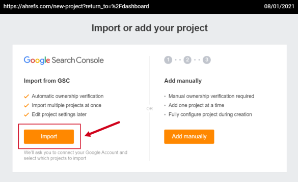import ahrefs