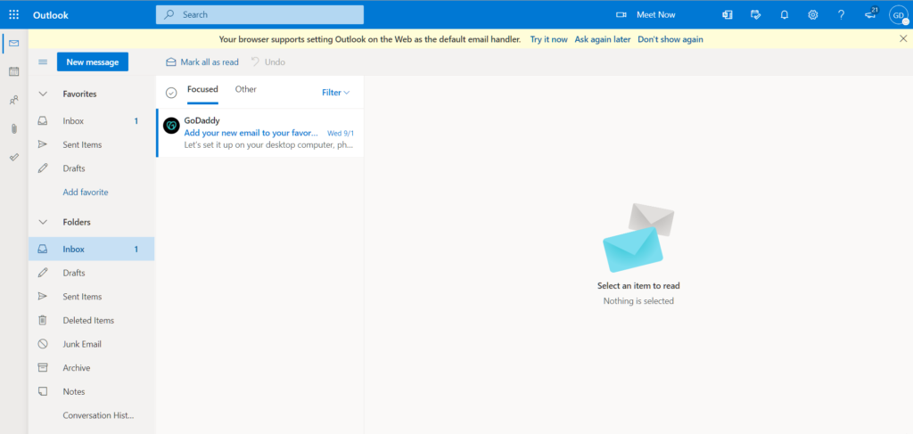 tampilan email godaddy