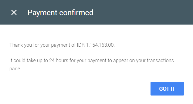 payment confirmed