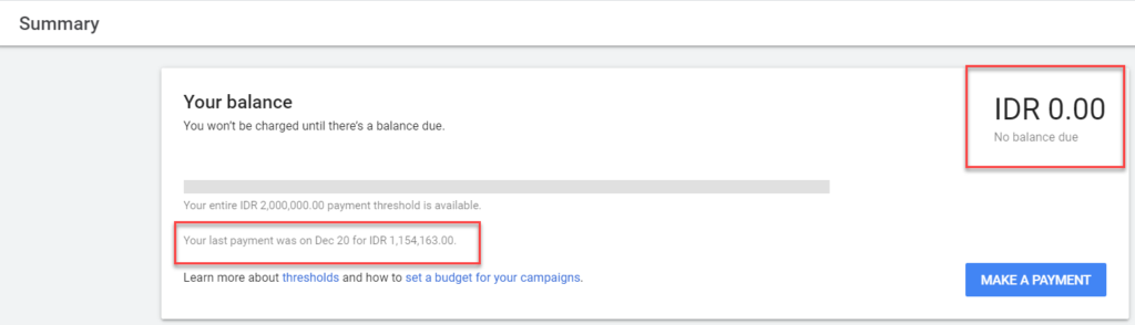 tidak ada tagihan google ads