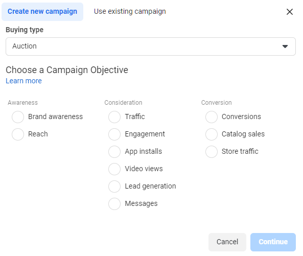 objective facebook ads
