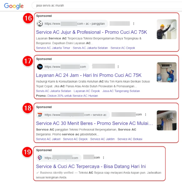 contoh iklan google untuk mempromosikan jasa service ac