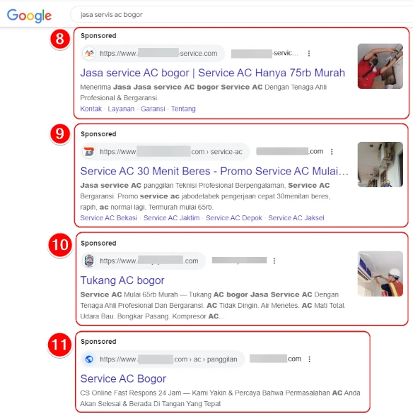 contoh promosi jasa service ac di google