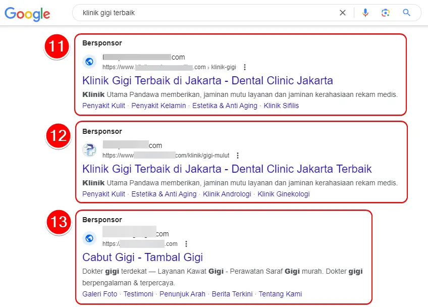 Contoh iklan di Google