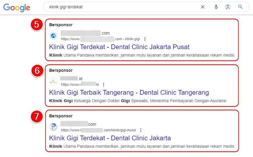 5-7 Contoh kata-kata promosi klinik gigi di Google Ads