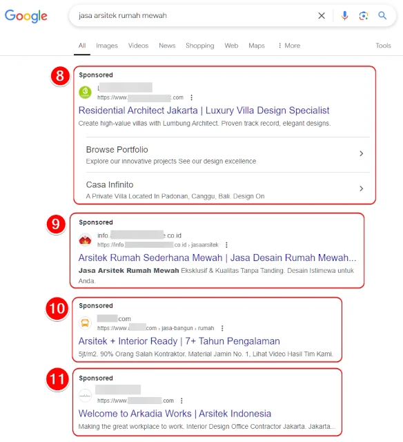 8-11 | contoh iklan google untuk mempromosikan jasa arsitek