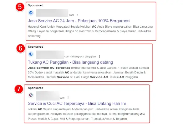 contoh iklan jasa service ac di google